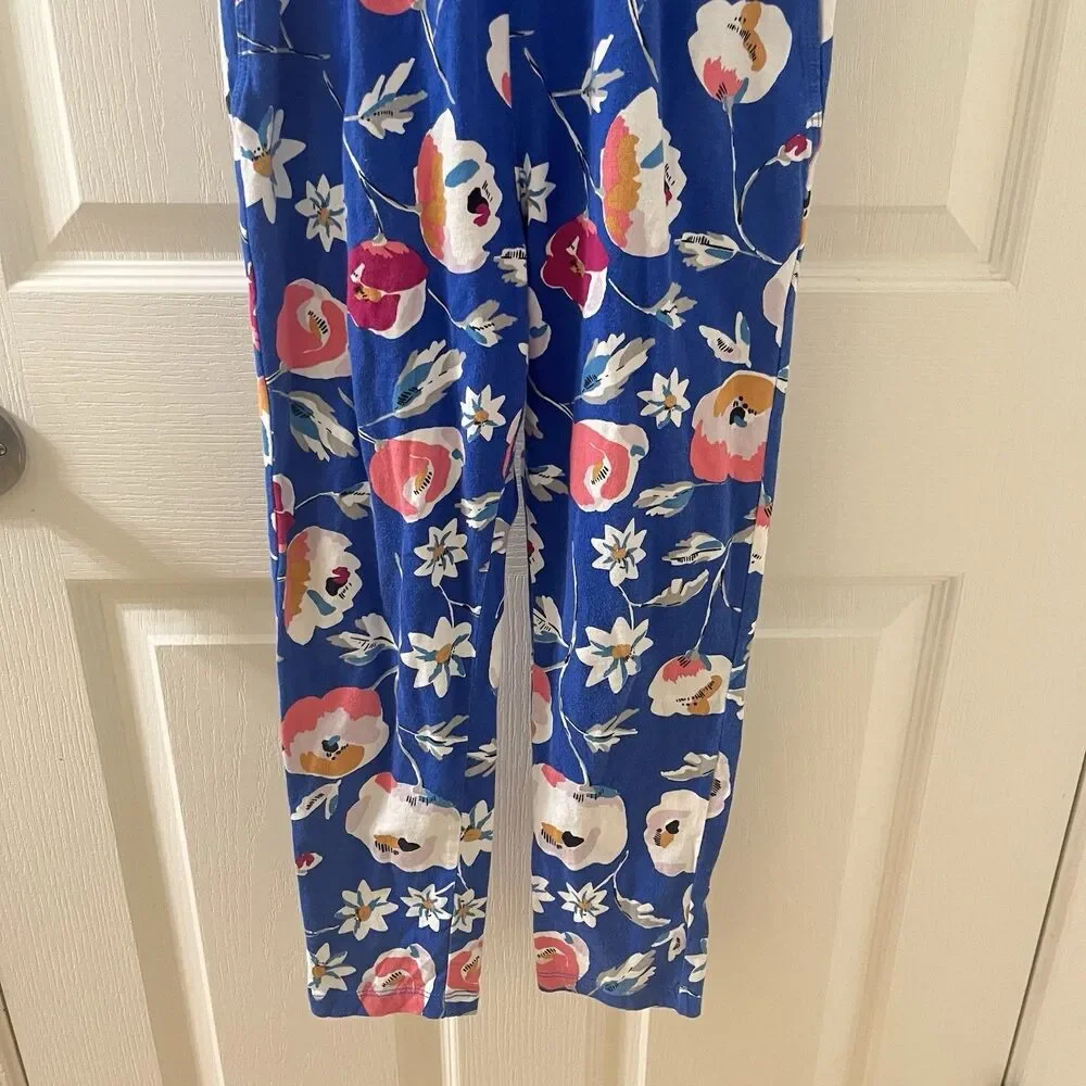 Tea Collection What's the Scoop Blue Floral Jumpsuit Girl's Size 7